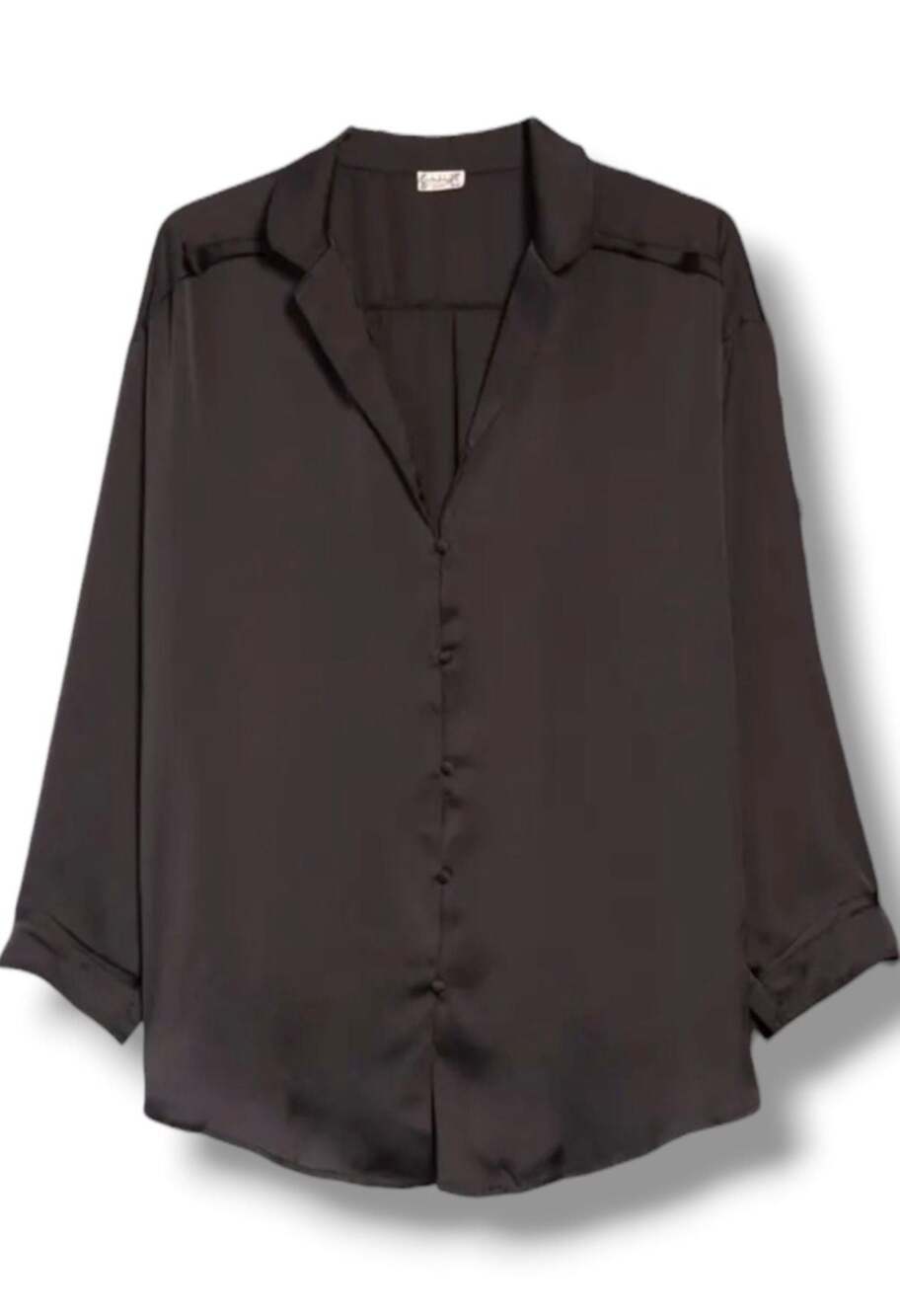 Intimately Free People Button-Up Shirt Satin Black Medium